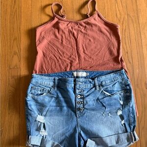Torrid Rust Tank Top -size 2 & Torrid denim shorts size 18